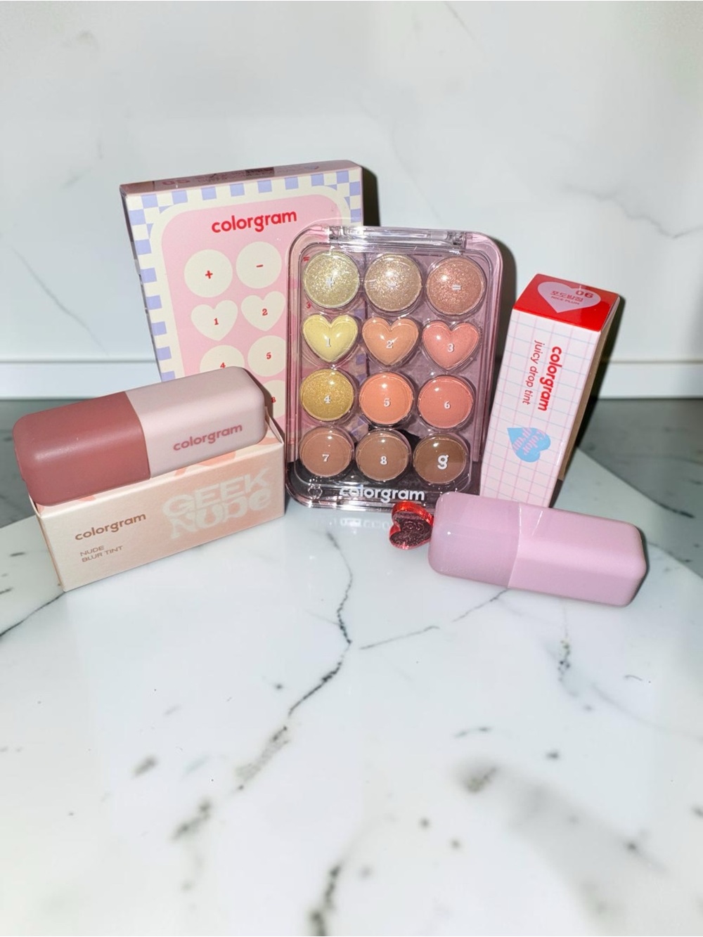 Colorgram K-Beauty Makeup Bundle Eyeshadow Lip Tint + Nude Blur Tint